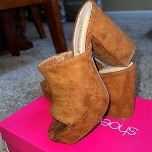 Faux Suede Platform Mules Size 5.5